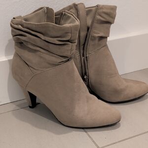 Faux Suede Tan Ankle Boots